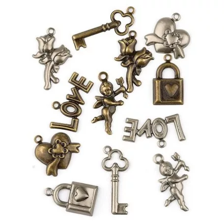 Fémdíszek , Scrapbook Basics / Szerelem -  (12 db)