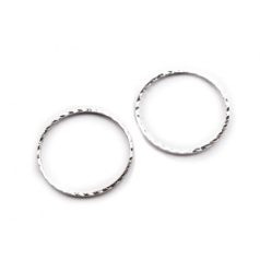 Fémdísz 18 mm, Medál / Karikagyűrű - ezüst (1 pár)