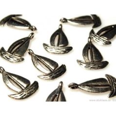 Fémdísz 12 * 15 mm, Medál / Hajó - platina (1 db)