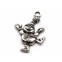 Fémdísz 20 * 25 mm, Medál / hóember - platina (1 db)