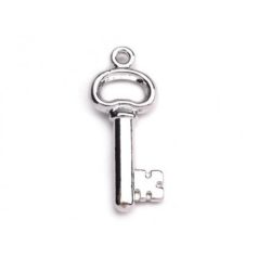 Fémdísz 10 * 28 mm, Medál / Kulcs - platina (1 db)