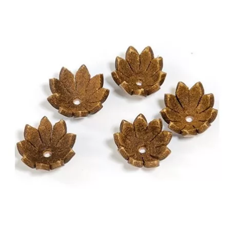 Bőr díszítőelem - Virág 16 mm, Leather Flower / Tan - Cserbarna (5 db)
