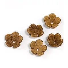   Bőr díszítőelem - Virág 18 mm, Leather Flower / Tan - Cserbarna (5 db)