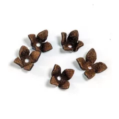   Bőr díszítőelem - Virág 11X9 mm, Leather Flower / Brown - Barna (5 db)