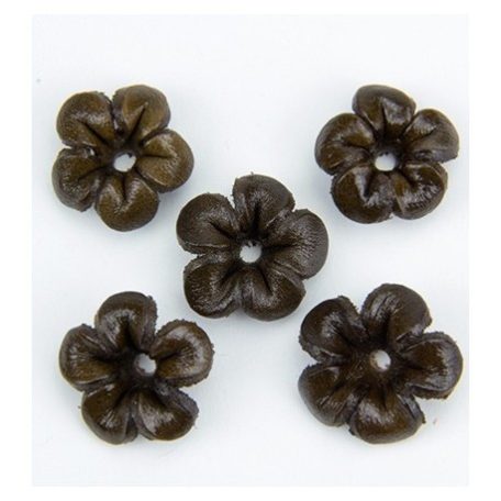 Bőr díszítőelem - Virág 20 mm, Leather Flower / Brown - Barna (5 db)