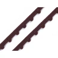 Szalag 7 mm, Ball ribbon / pom-pom - Barna (1 méter)