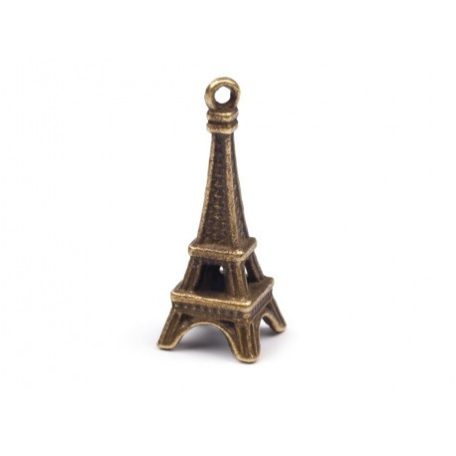 Fémdísz 10x25mm, Medál / Eiffel torny - vörösréz (1 db)