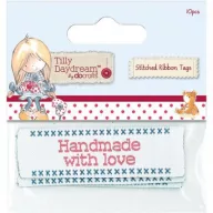   Szalag címke , Tilly Daydream / Stitched Ribbon Tags - Handmade with love (10 db)