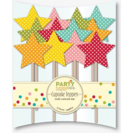 Süti díszek , Party / Cupcake Topper - Star Multcolor (12 db)