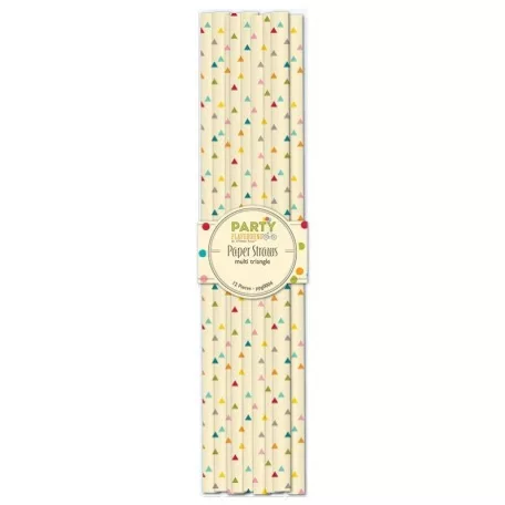 Papír szívószál , Party / Paper Straws - Mutli Triangle (12 db)
