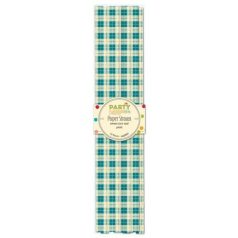   Papír szívószál , Party / Paper Straws - Teal Plaid (12 db)