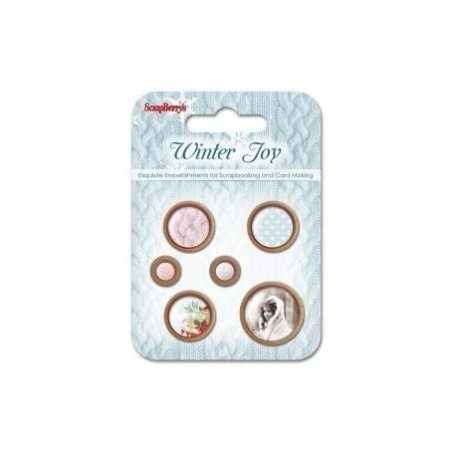 Dekorgomb készlet , Winter Joy / Wooden Button  (1 csomag)