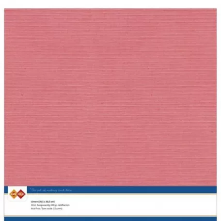 Kreatív papír, alapkarton 12", Linen carton / Vászon textúra - Flamingó (10 ív)