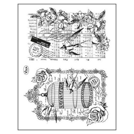Szilikonbélyegző készlet , Silicone Stamps / Viva Decor - Vogelkäfig & Schwalben (1 csomag)
