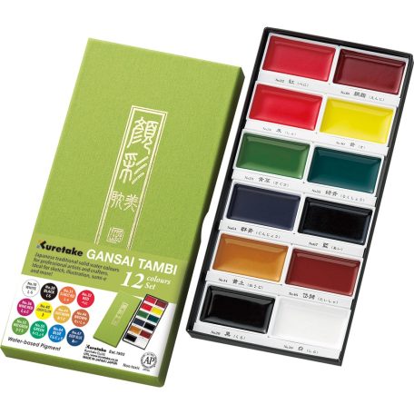 Kuretake Gansai Tambi Set / 12 Colours - akvarell festék készlet (1 csomag)