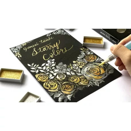 Kuretake Gansai Tambi Set Metallic & Pearl / Starry Colors - akvarell festék készlet (6 szín)