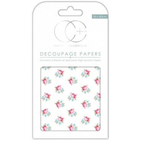 Decoupage papír 35x40 cm, Decoupage Papers  / Button Rose -  (3 ív)
