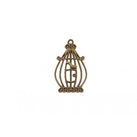 Fémdísz 32x20 mm, Metal Charms / Round Birdcage - Madárkalitka (1 db)