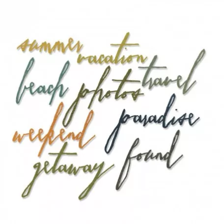 SIZZIX vágósablon 661286, Thinlits / Tim Holtz - Handwritten Vacation (9 db)