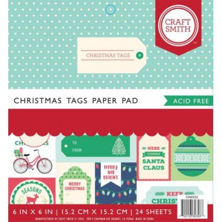Papírkészlet 6", Paper Pad  / Christmas Tags - kétoldalas (24 lap)