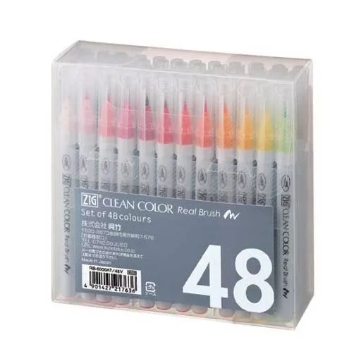 Színes ecsettoll készlet RB-6000AT/48V, Clean colors / Real Brush Marker - Set Real Brush 48pcs (48 db)