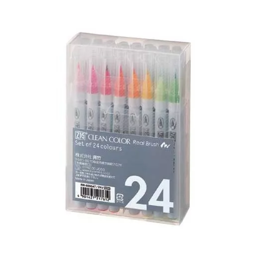 Színes ecsettoll készlet RB-6000AT/24V, Clean colors / Real Brush Marker - Set Real Brush 24 pcs (24 db)