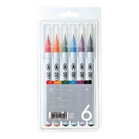 Színes ecsettoll készlet RB-6000AT/6V, Clean colors / Real Brush Marker - Set Real Brush 6 pcs (6 db)
