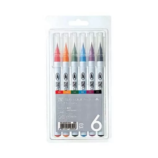 Színes ecsettoll készlet RB-6000AT/6V, Clean colors / Real Brush Marker - Set Real Brush 6 pcs (6 db)