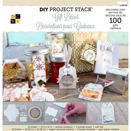 DIY Papírkészlet 12", DIY Project Stack / Gift Decor and Pocket Tags - arany/ezüst fólia (1 csomag)