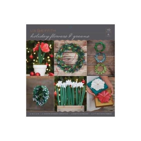 DIY Papírkészlet 12", DIY Project Stack / Lia Griffith - Christmas Wreath & Flower Kit (1 csomag)