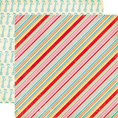Kreatív papír 12", Happiness is Homemade / Pastry Stripes - kétoldalas (1 lap)