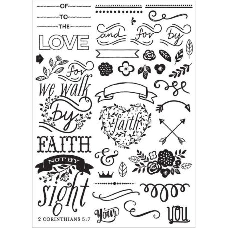 Gumibélyegző készlet , Cling Stamp / Love Faith Scrap - Elements (1 csomag)