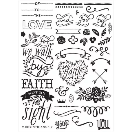 Prima Marketing Gumibélyegző készlet Love Faith Scrap - Elements Cling Stamp(1 csomag)