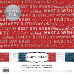   Papírkészlet 12", Designer Cardstock / Celebrate - Silver Foil (6 lap)