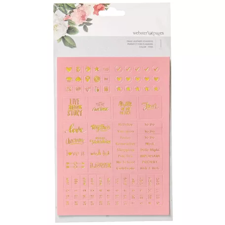 Kreatív tervező műbőr matrica - Webster's Pages Faux Leather Planner Stickers, Pink (1 ív)