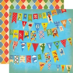   Scrapbook papír 12" (30 cm) - Toy Box / Toy Banner - kétoldalas (1 lap)