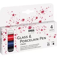   KREUL Glass & Porcelain klasszikus, vékony hegyű üveg  és porcelánfilc készlet – Glass & Porcelain Pen Classic Fine (4  db)
