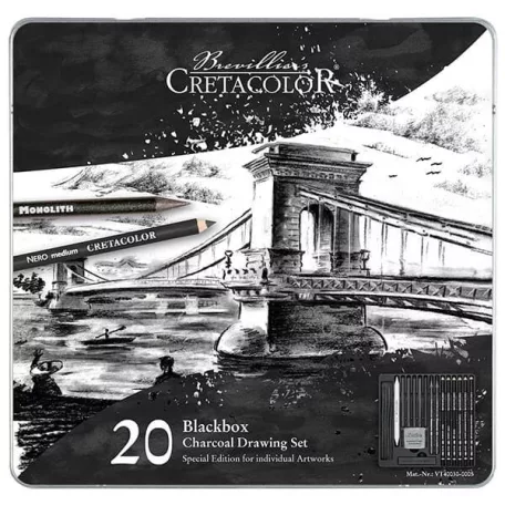 CretacoloR Black Box szén rajzkészlet - Lánchíd/ Charcoal Drawing Set (20 db)