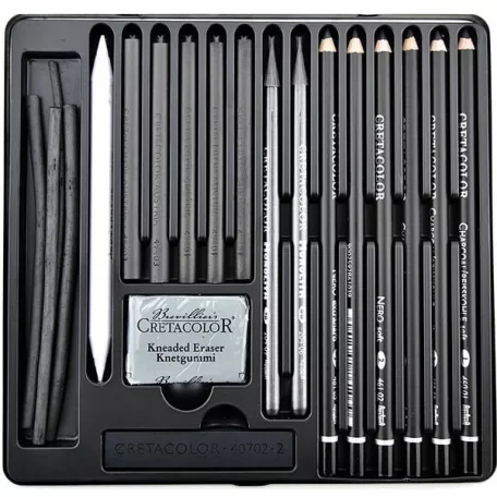 CretacoloR Black Box szén rajzkészlet - Lánchíd/ Charcoal Drawing Set (20 db)