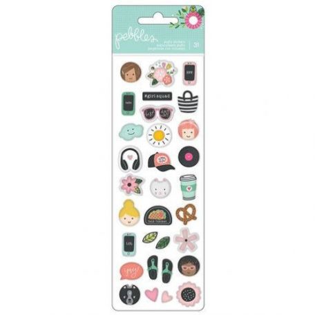 Pufi matrica , Girl Squad / Puffy Stickers - Mini Icons (31 db)