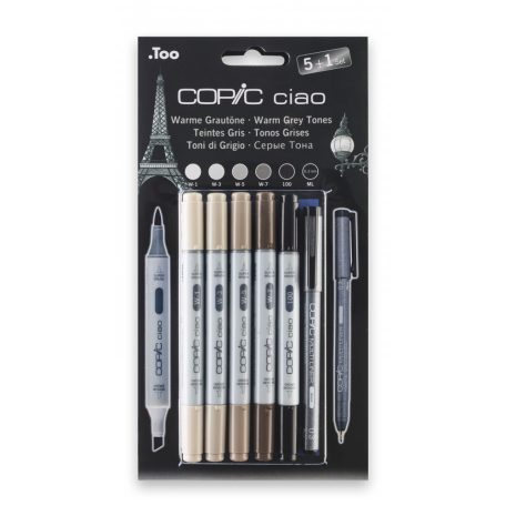 Copic Ciao alkoholos marker készlet, Warm Grey tones - W (5+1 db)