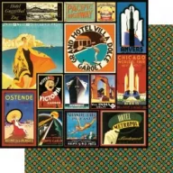   Scrapbook papír 12", Transatlantique / Travelogue - kétoldalas (1 lap)