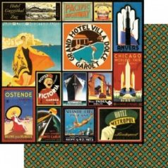   Scrapbook papír 12", Transatlantique / Travelogue - kétoldalas (1 lap)