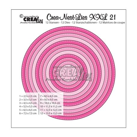 CREAlies vágósablon - Körök varrásvonallal - Crea-Nest-Lies XXL 21 - Circles with stitchline (12 db)