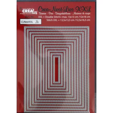 CREAlies vágósablon - Téglalapok dupla varrásvonallal - Crea-Nest-Lies XXL 36 - Rectangles with double stitchline (12 db)