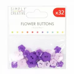 Virág gombok , Flower Buttons / Purple - Lila (32 db)