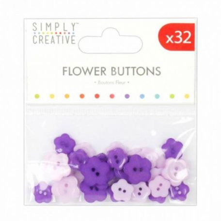 Virág gombok , Flower Buttons / Purple - Lila (32 db)