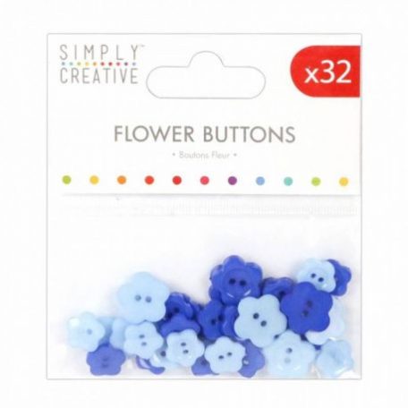 Virág gombok , Flower Buttons / Blue - Kék (32 db)