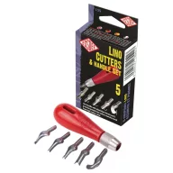   Lino vágószerszám készlet , Linómetszés / Cutters and Handle  - Nyél + 5 db fej (1 csomag)