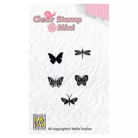Mini szilikonbélyegző MAFS001, Mini Clear / Butterflies -  (1 csomag)